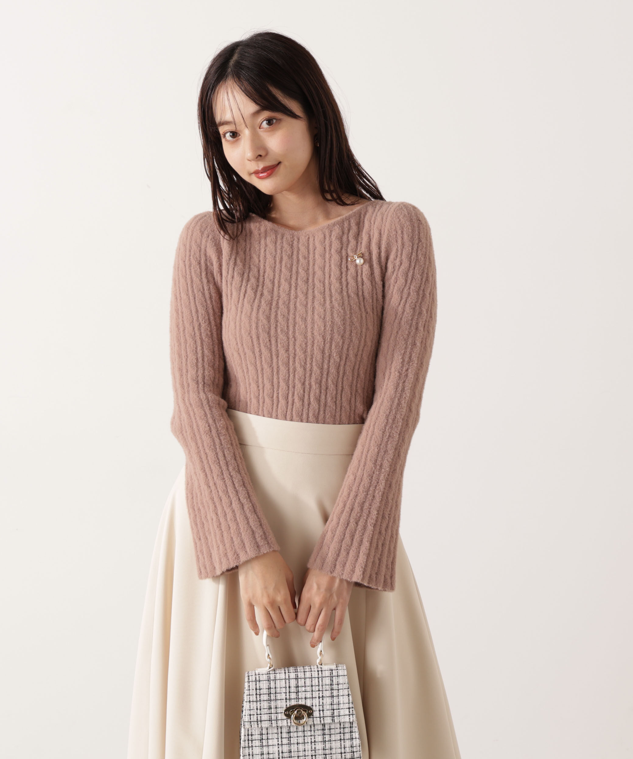 PROPORTION BODY DRESSING「チャーム付きミニケーブルニット  25AW」|ニット・セーター|