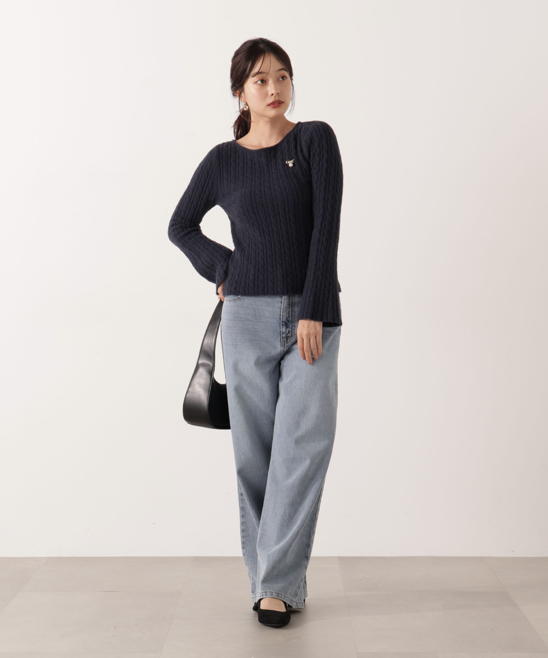 PROPORTION BODY DRESSING「チャーム付きミニケーブルニット  25AW」|ニット・セーター|