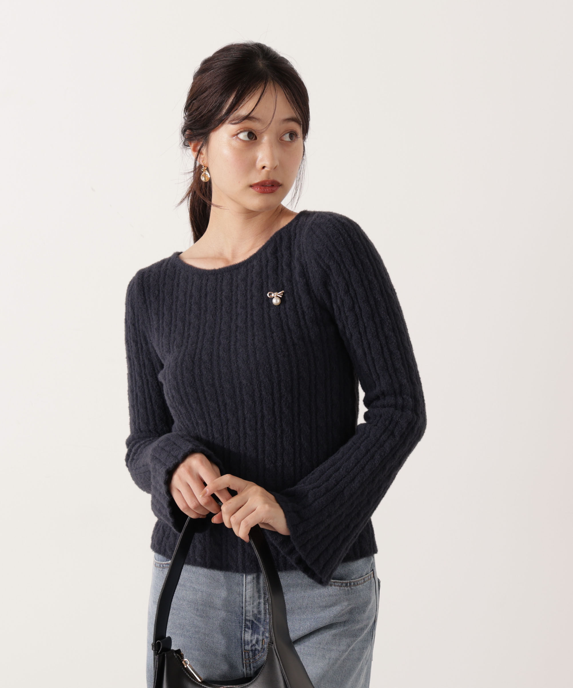 PROPORTION BODY DRESSING「チャーム付きミニケーブルニット  25AW」|ニット・セーター|