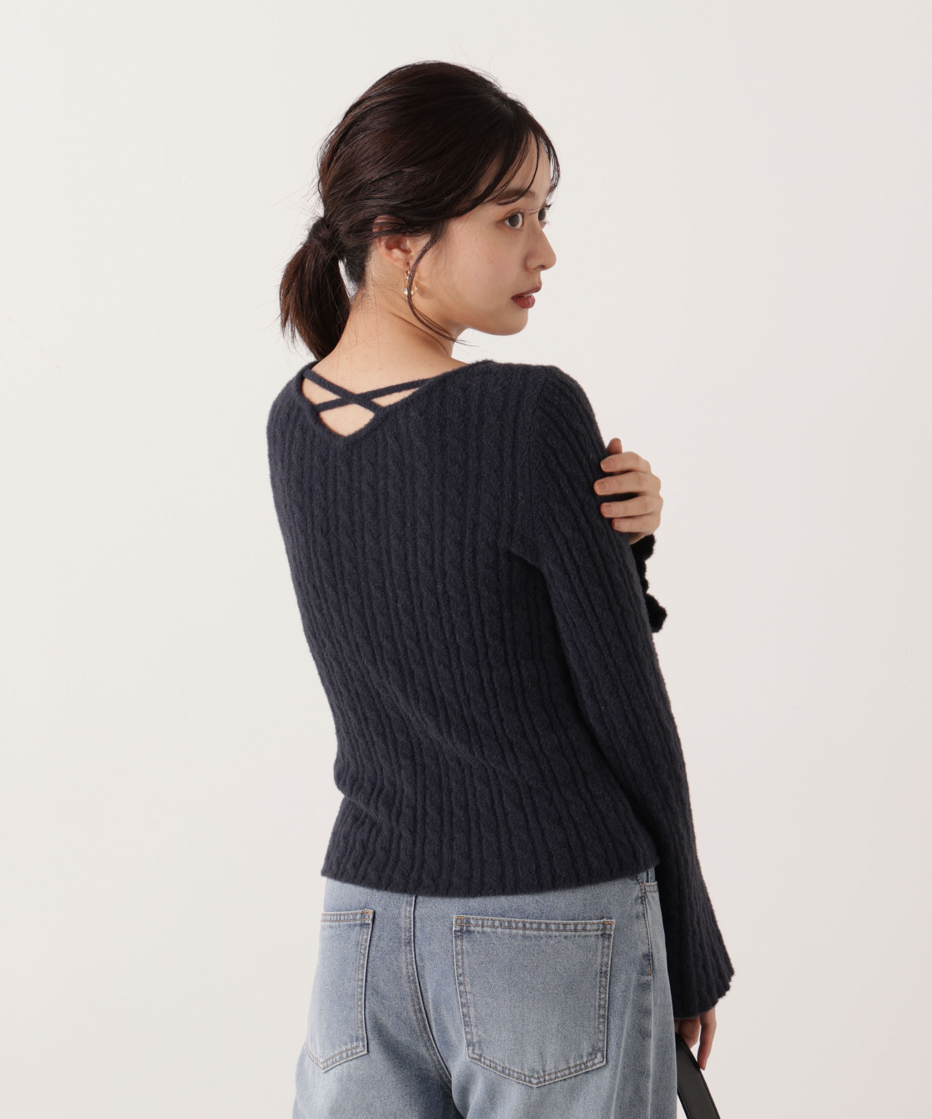 PROPORTION BODY DRESSING「チャーム付きミニケーブルニット  25AW」|ニット・セーター|