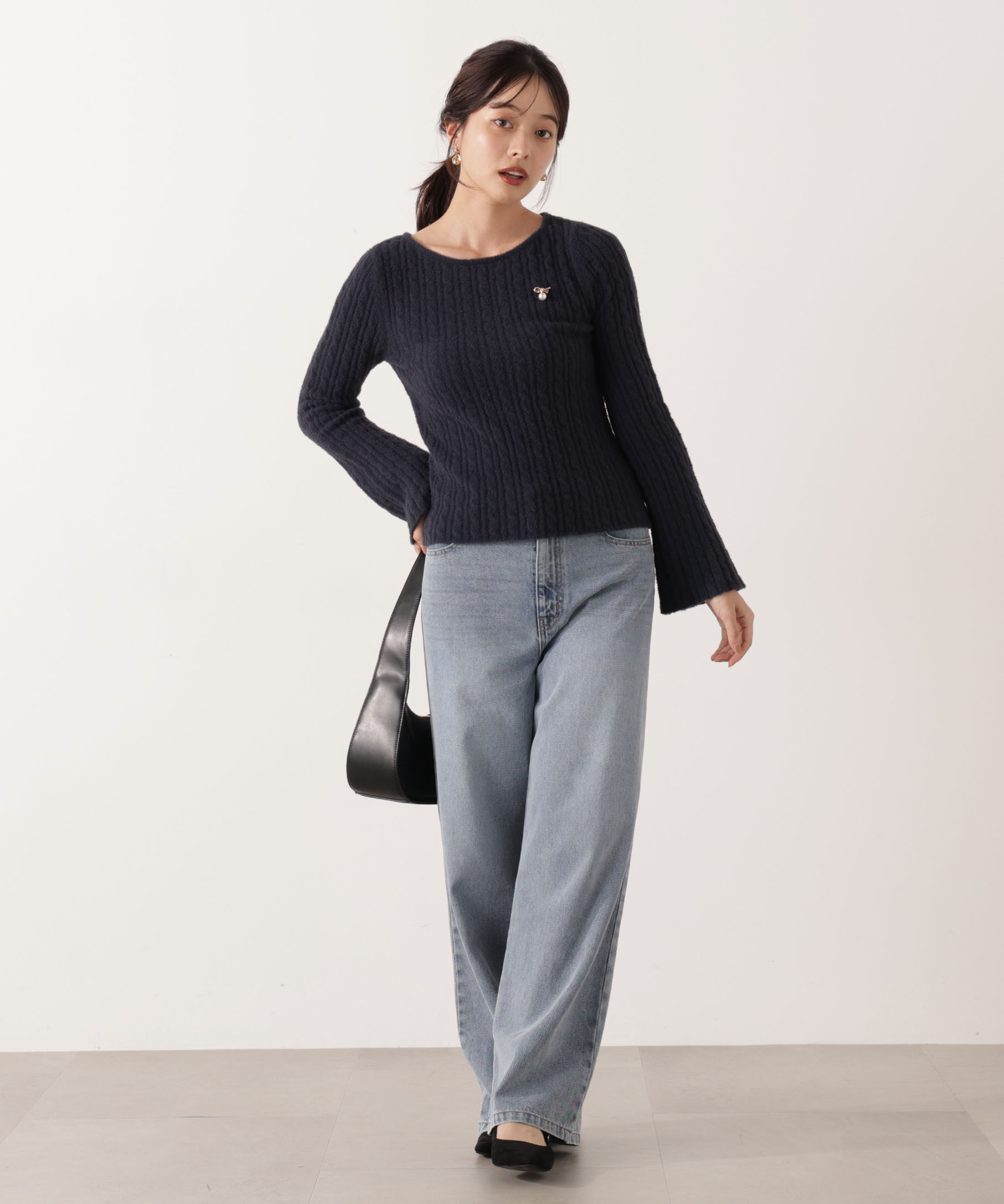 PROPORTION BODY DRESSING「チャーム付きミニケーブルニット  25AW」|ニット・セーター|