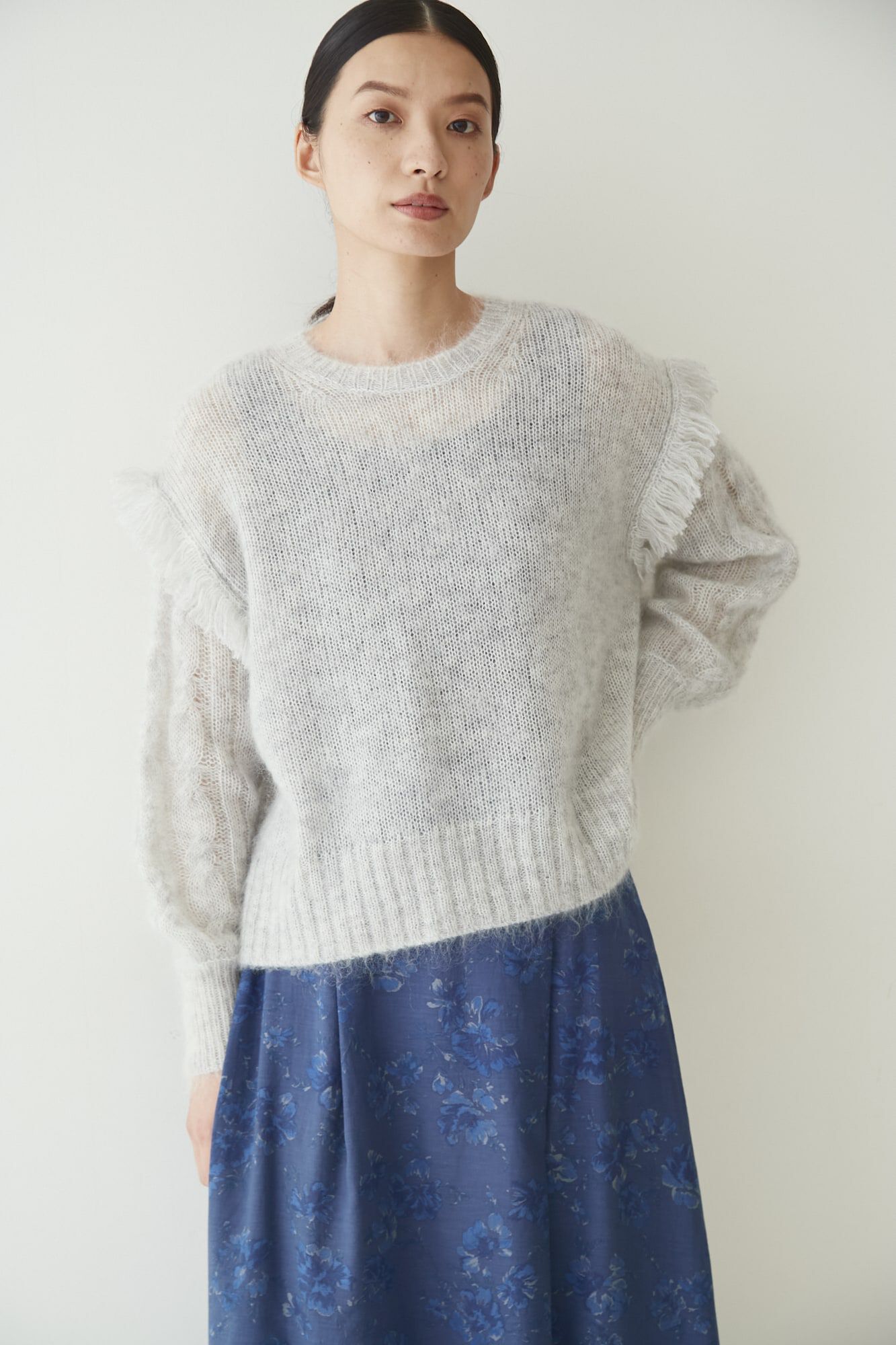  「◆ケーブルモヘアプルオーバー」|ニット・セーター|ライトグレー