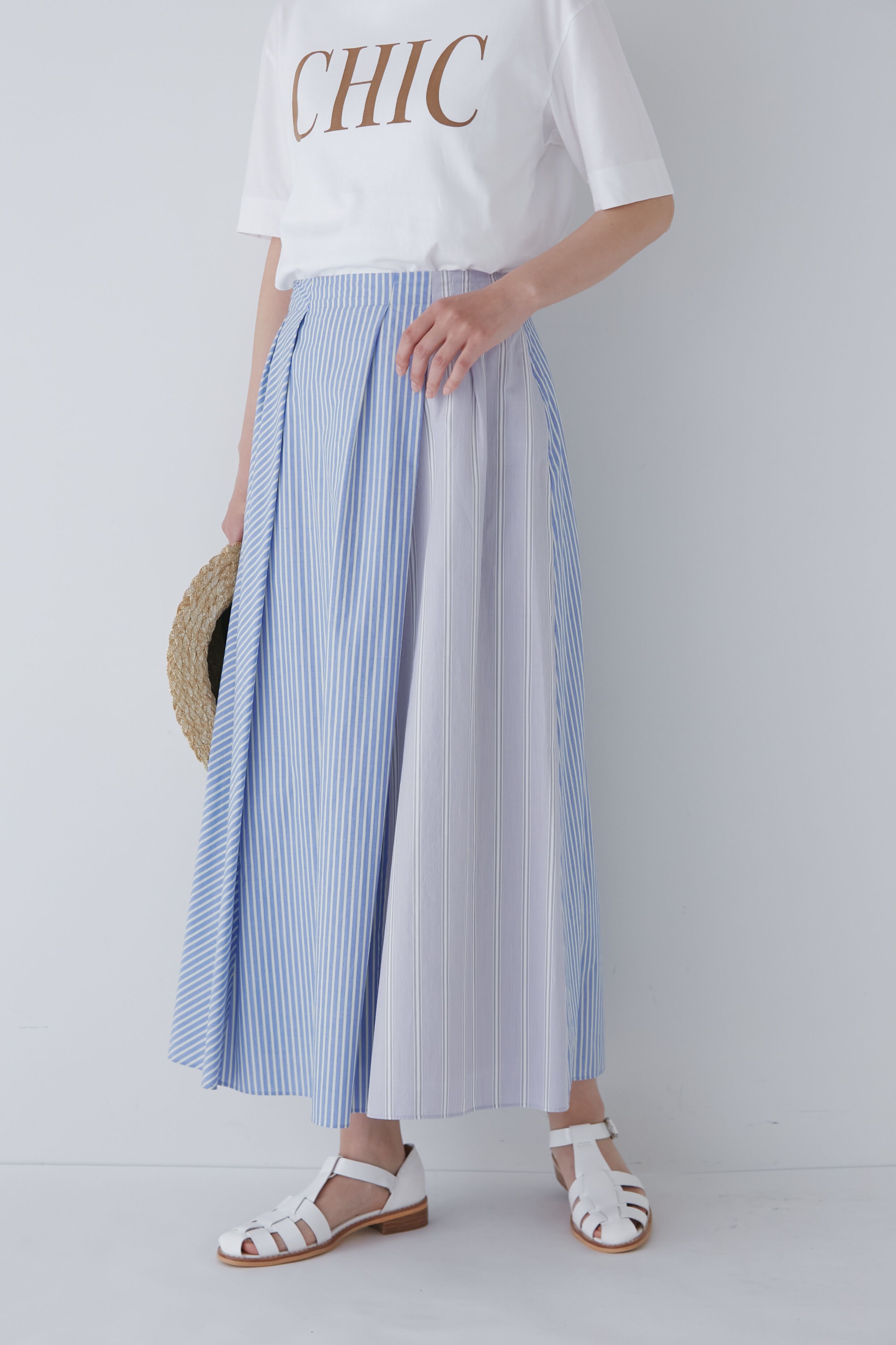  「◆バイカラーストライプスカート」|スカート|ブルー&times;ブル  3