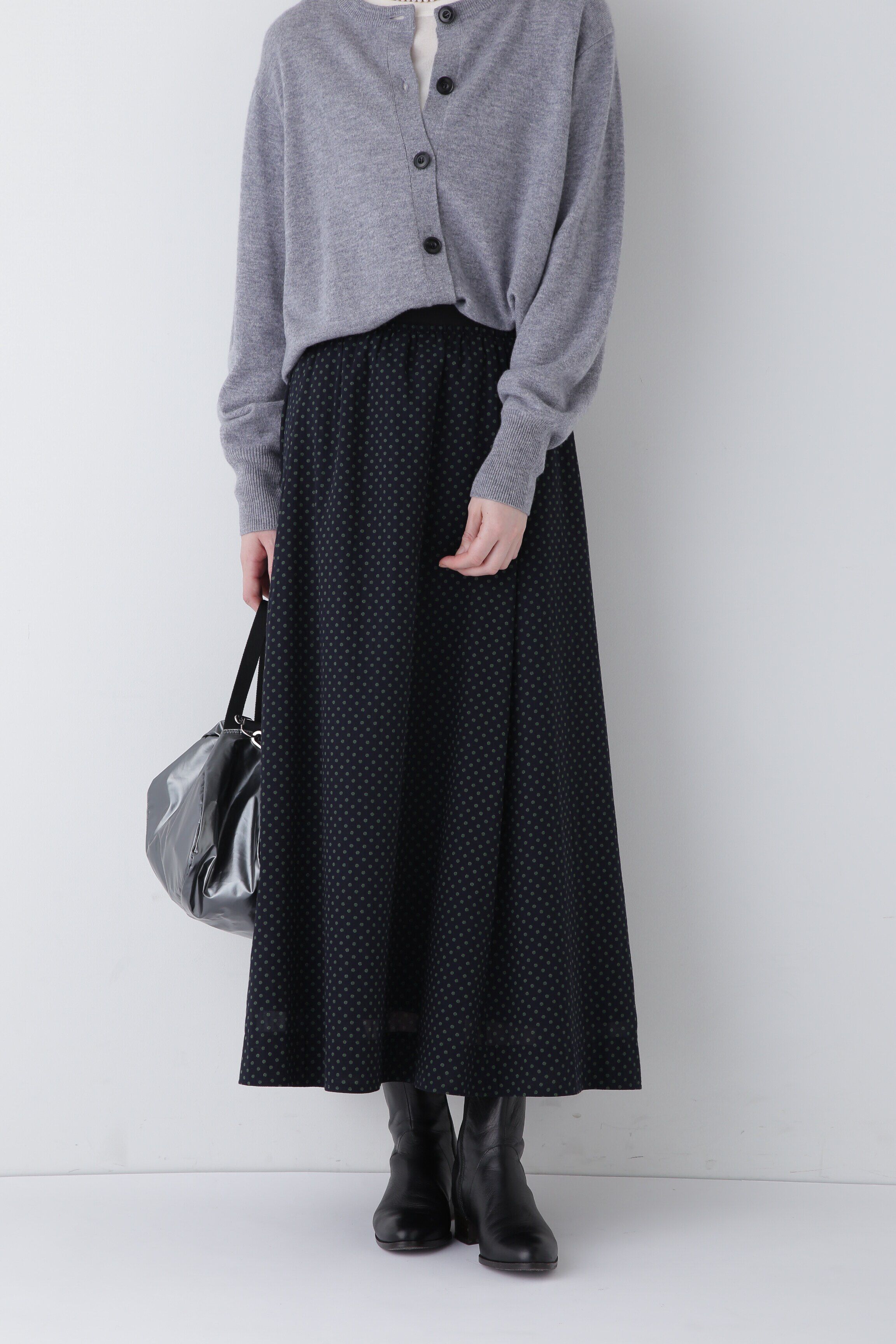  「◆ドットPT綿シルクジョーゼットスカート」|スカート|ネイビードッ 3