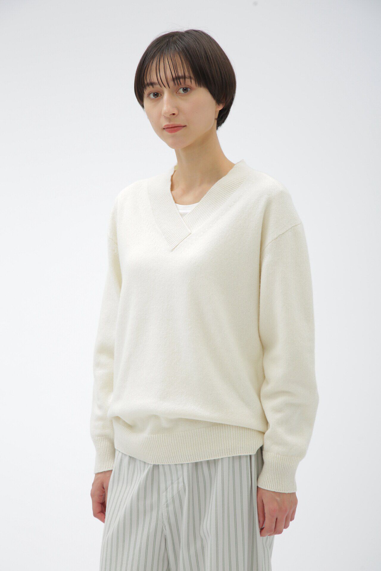 MARGARET HOWELL HOUSEHOLDGOODS「WOOL COTTON」|ニット・セーター|IVORY1