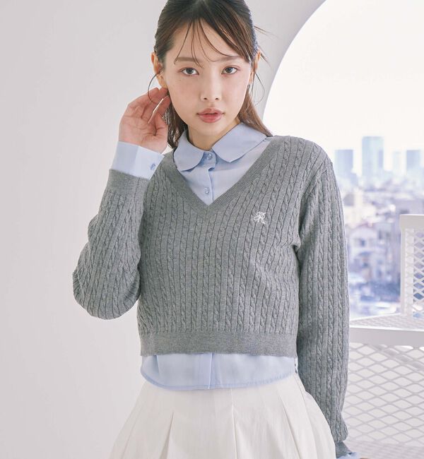 archives「Ｖネックケーブルニット&times;シャツＳＥＴ」|カーディガン|