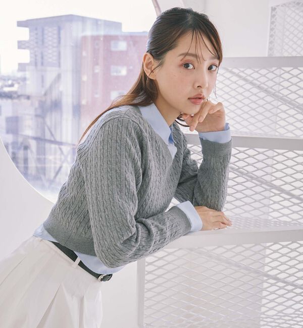 archives「Ｖネックケーブルニット&times;シャツＳＥＴ」|カーディガン|