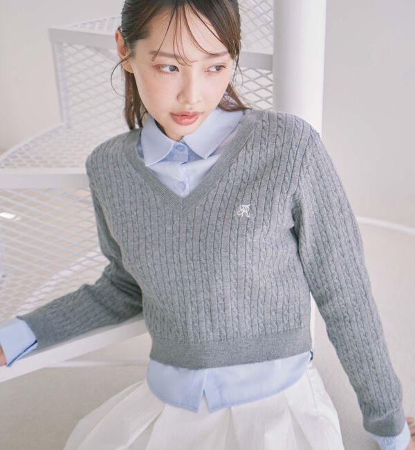 archives「Ｖネックケーブルニット&times;シャツＳＥＴ」|カーディガン|