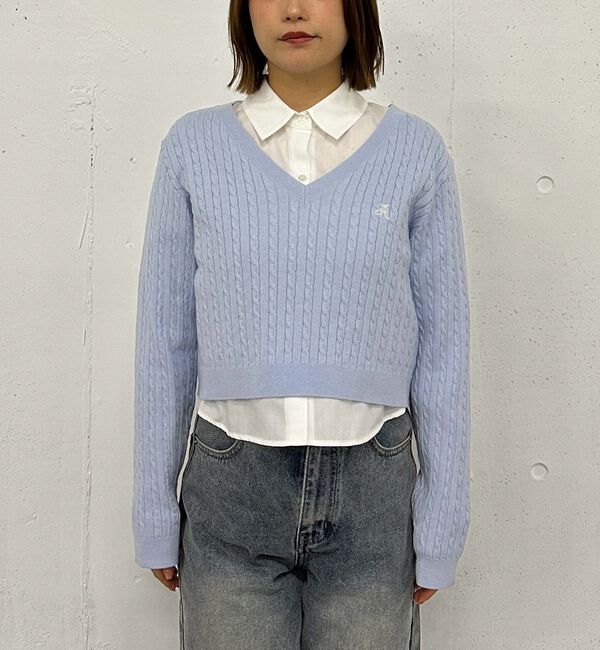 archives「Ｖネックケーブルニット&times;シャツＳＥＴ」|カーディガン|
