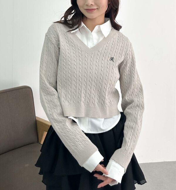 archives「Ｖネックケーブルニット&times;シャツＳＥＴ」|カーディガン|