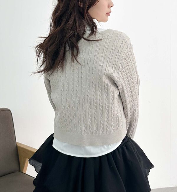 archives「Ｖネックケーブルニット&times;シャツＳＥＴ」|カーディガン|