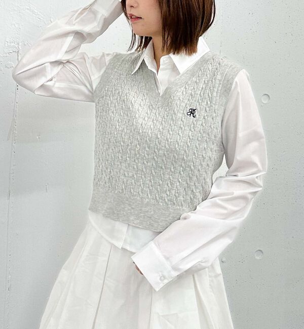 archives「Ｖネックケーブルニットベスト&times;シャツＳＥＴ」|カーディガン|SILVER GRAY