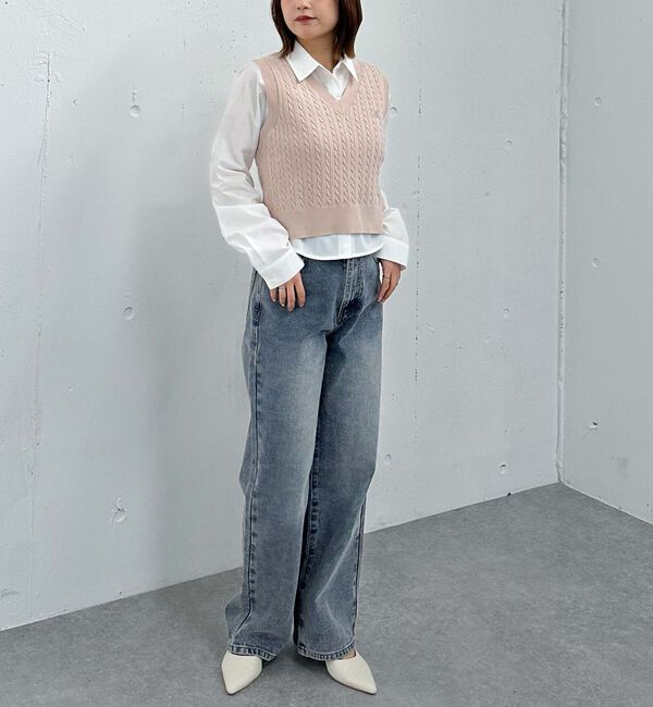 archives「Ｖネックケーブルニットベスト&times;シャツＳＥＴ」|カーディガン|