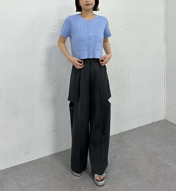 archives「ハーフスリーブ細ケーブルニットカーディガン」|カーディガン|