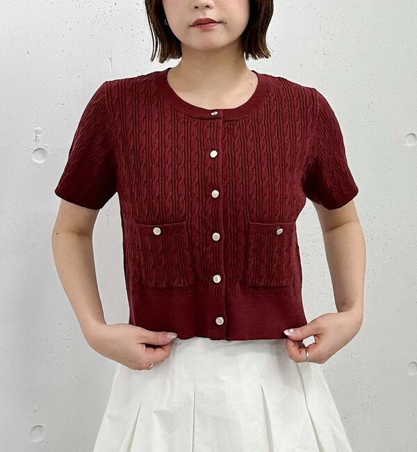 archives「ハーフスリーブ細ケーブルニットカーディガン」|カーディガン|