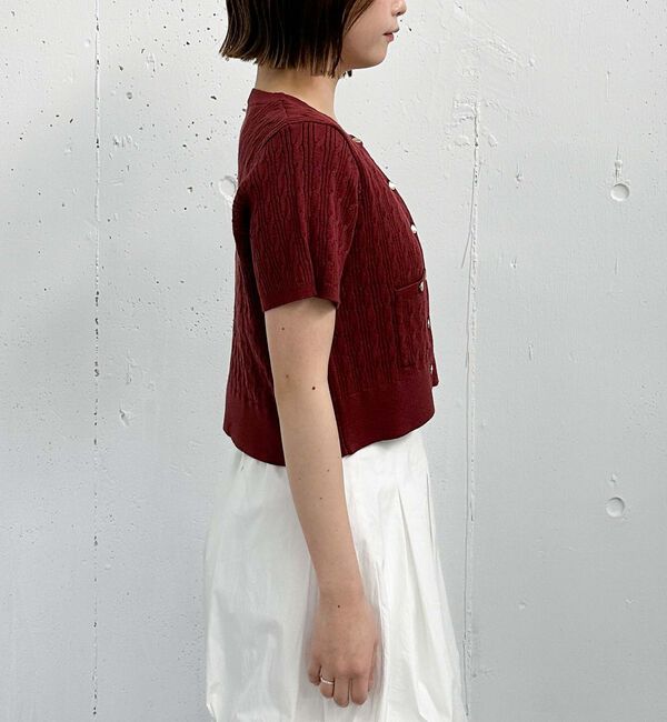 archives「ハーフスリーブ細ケーブルニットカーディガン」|カーディガン|