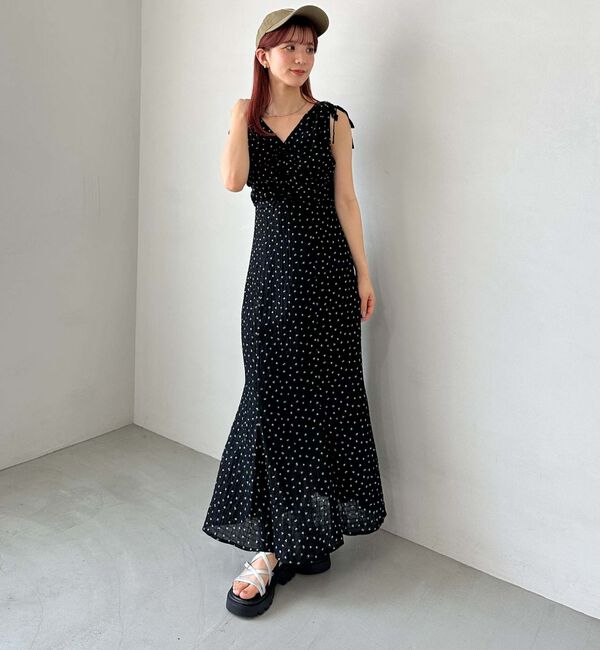 archives「小花柄ドロストノースリワンピース」|ワンピース|BLACK