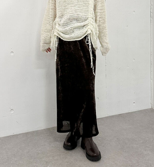 archives「メッシュベロアナロースカート」|スカート|