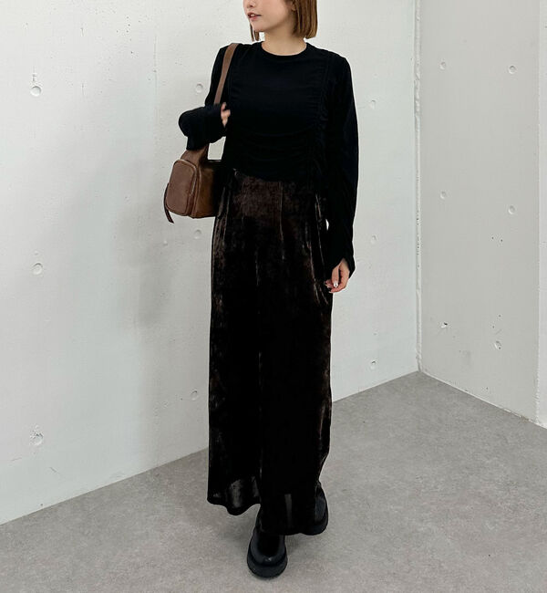 archives「メッシュベロアナロースカート」|スカート|