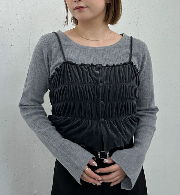 archives「ベロアシャーリングビスチェ&times;リブニットプルオーバーＳＥＴ」|カーディガン|