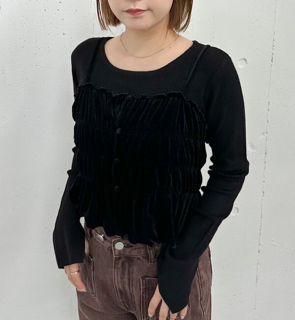 archives「ベロアシャーリングビスチェ&times;リブニットプルオーバーＳＥＴ」|カーディガン|