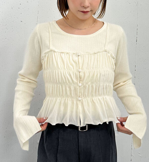 archives「ベロアシャーリングビスチェ&times;リブニットプルオーバーＳＥＴ」|カーディガン|