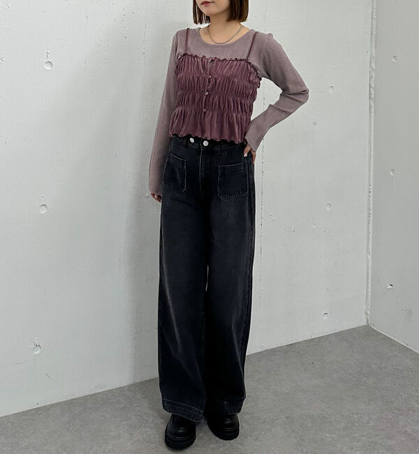 archives「ベロアシャーリングビスチェ&times;リブニットプルオーバーＳＥＴ」|カーディガン|