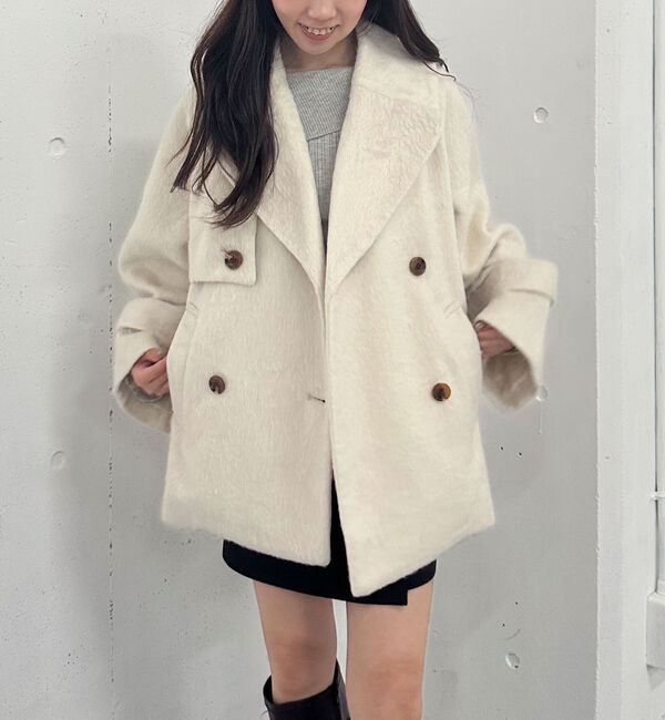 archives「シャギーダブルミドルコート」|ダッフルコート|IVORY