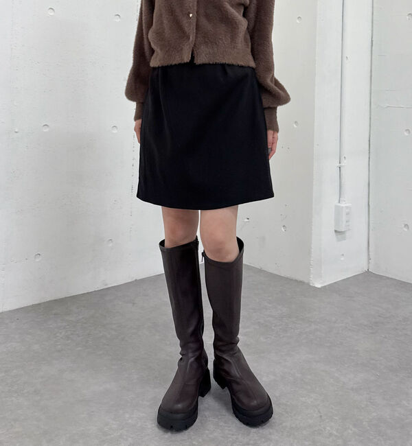 archives「ウールライク台形ミニスカート」|スカート|BLACK