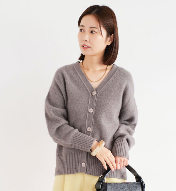 Doux archives「ＦＯＸ混ショート丈カーディガン」|カーディガン|CHARCOAL GRAY
