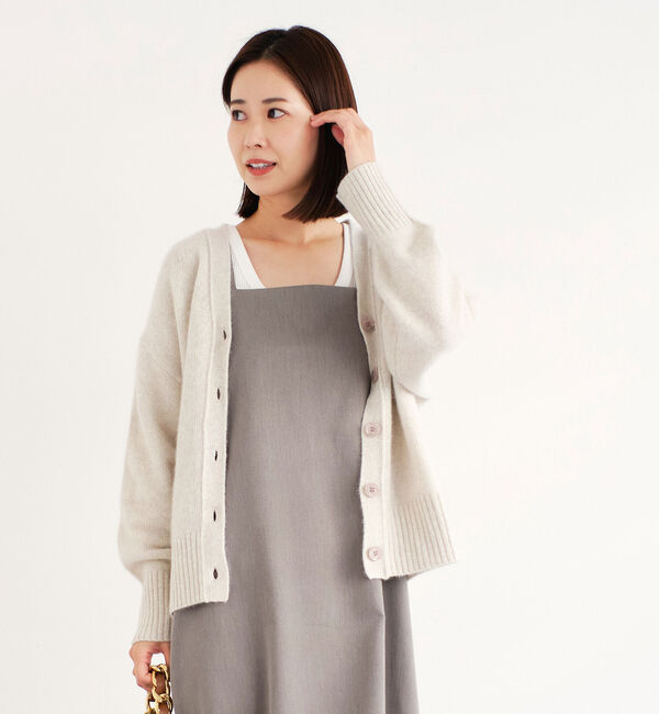 Doux archives「ＦＯＸ混ショート丈カーディガン」|カーディガン|IVORY