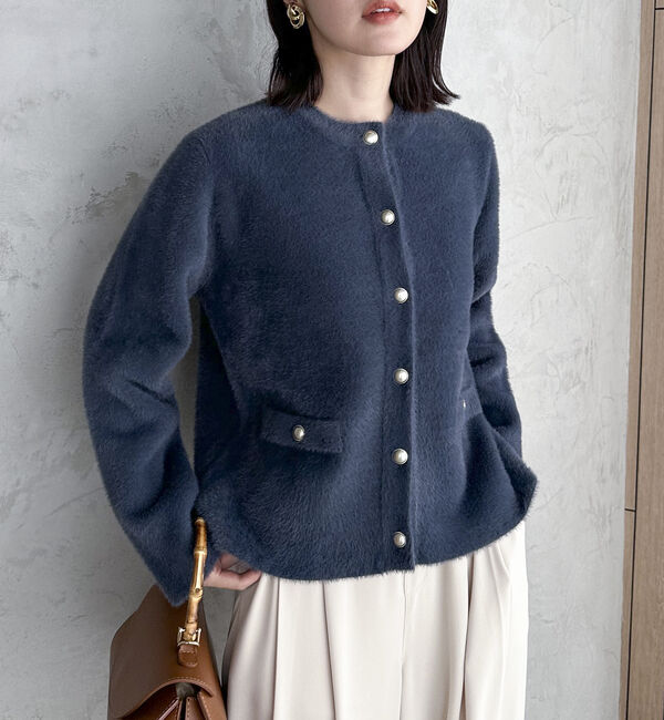 Doux archives「ダブルフェイスニットジャケット」|カーディガン|BLUE GRAY