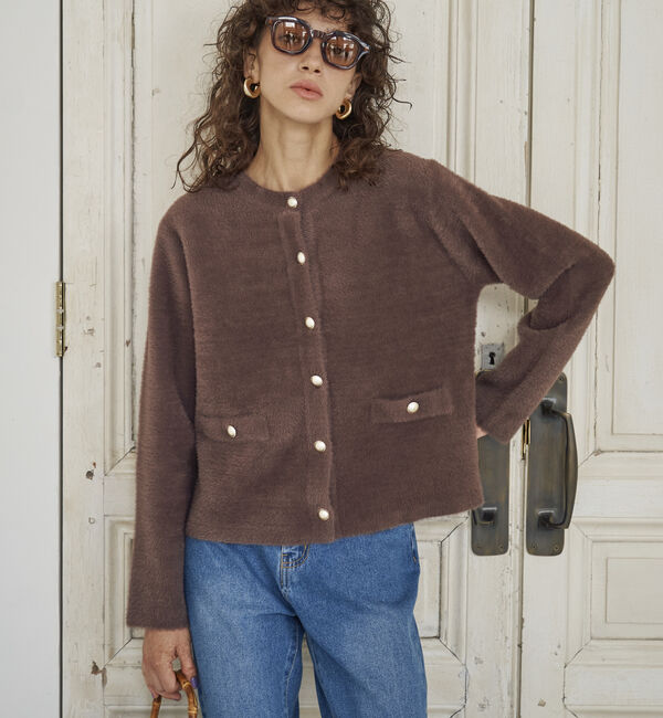 Doux archives「ダブルフェイスニットジャケット」|カーディガン|BROWN
