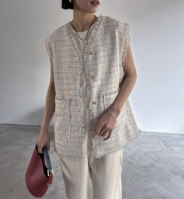 Doux archives「ＢＩＧポケットツイードジレ」|テーラードジャケット|IVORY