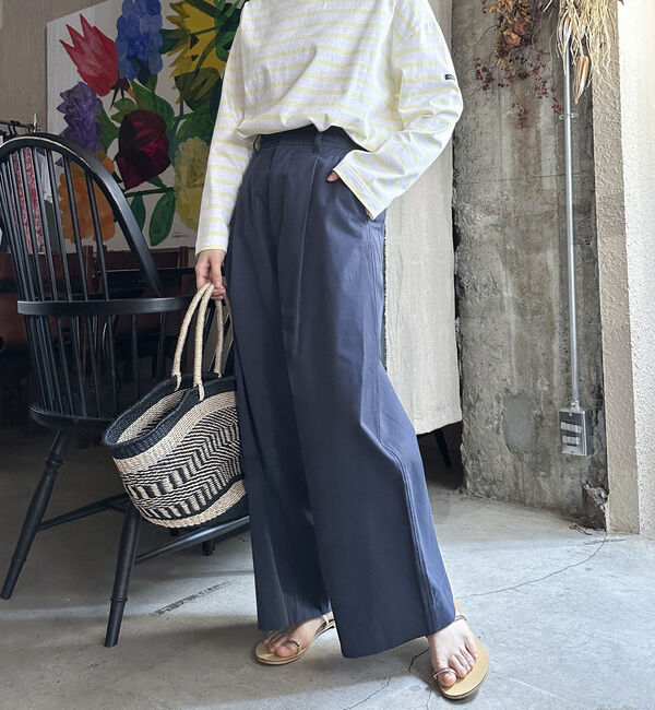 Doux archives「タックワイドパンツ」|チノ|NAVY
