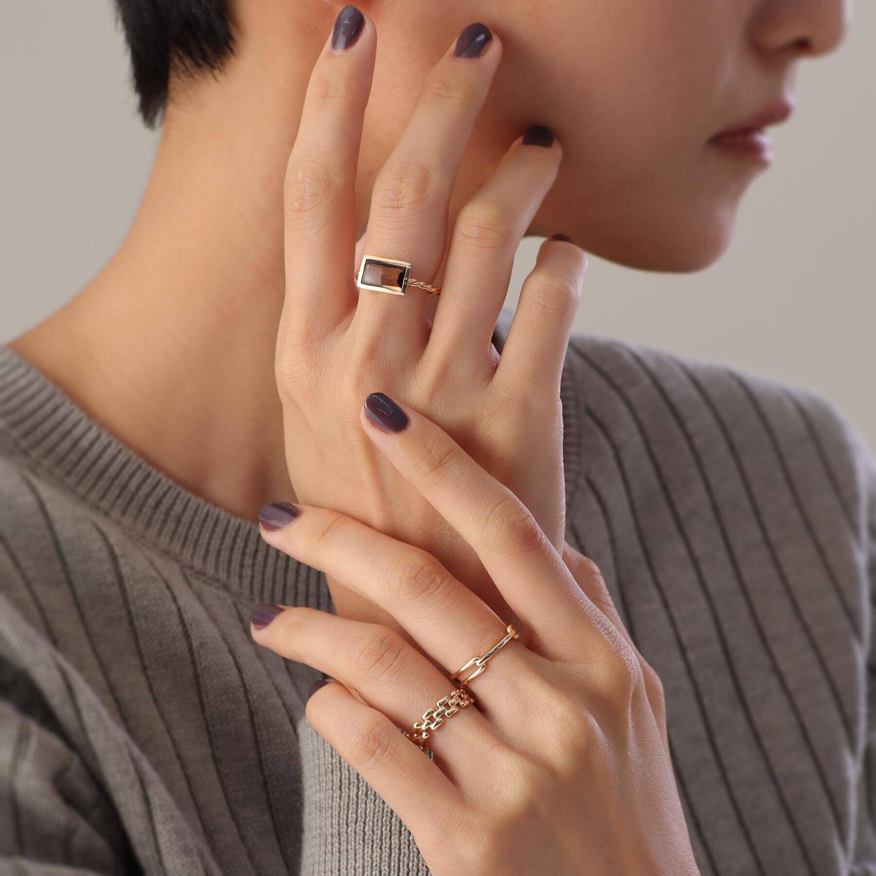 COCOSHNIK「K10ベルトチェーンモチーフ リング」|リング|