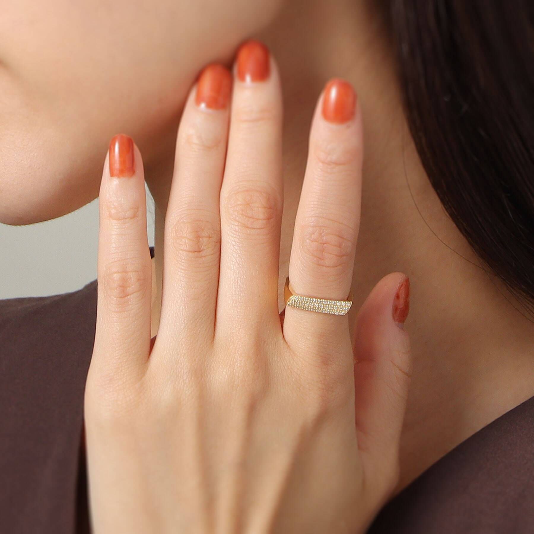 COCOSHNIK「K18ダイヤモンド シフトスクエア リング」|リング|