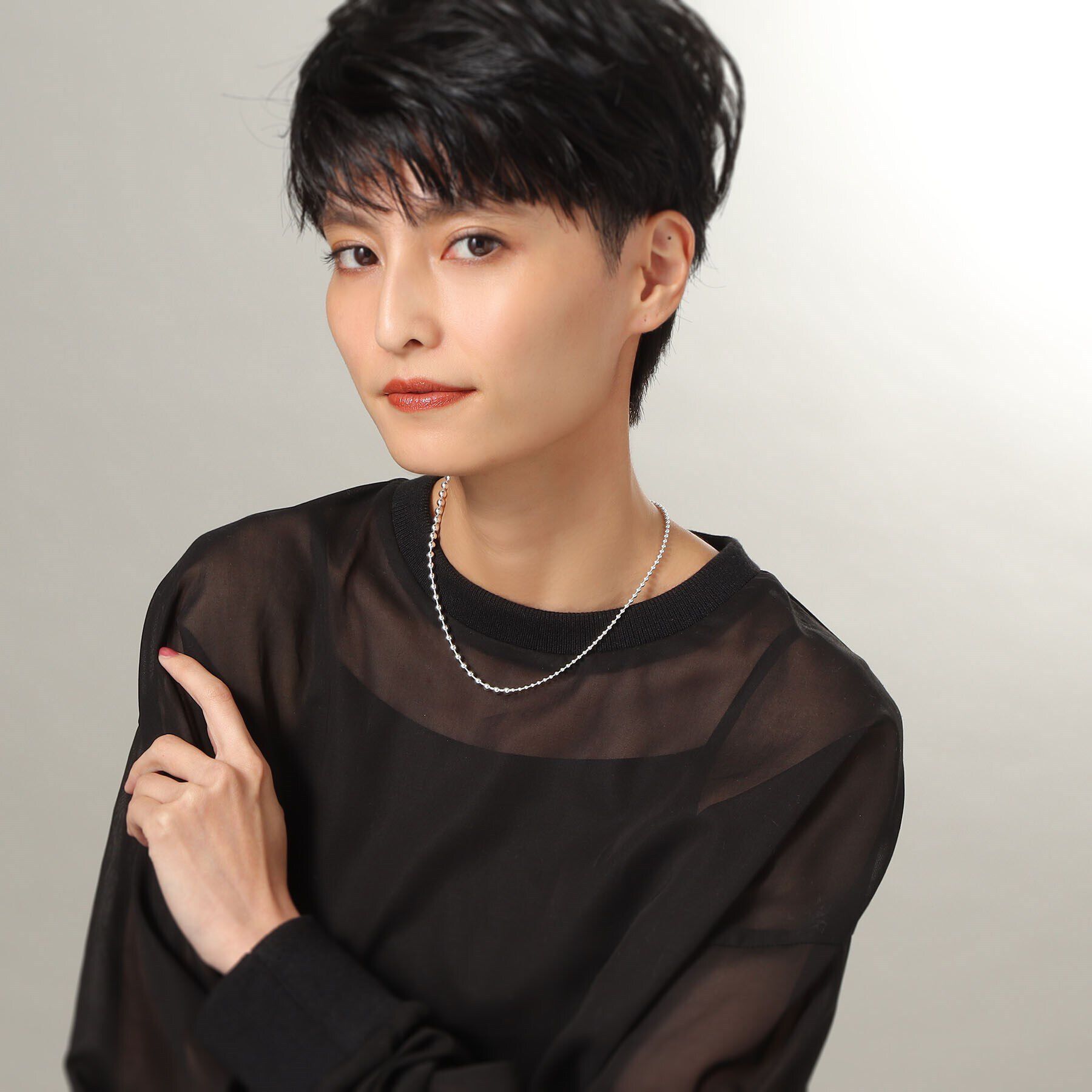 COCOSHNIK ONKITSCH「シルバー デザインチェーン ミックスボールネックレス」|ネックレス|