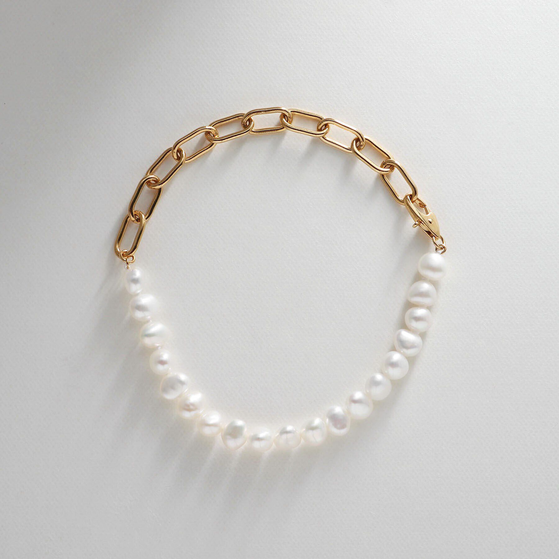 COCOSHNIK ONKITSCH「シルバー バロックパール チェーンミックス ブレスレットＳ GP」|ブレスレット・バングル|