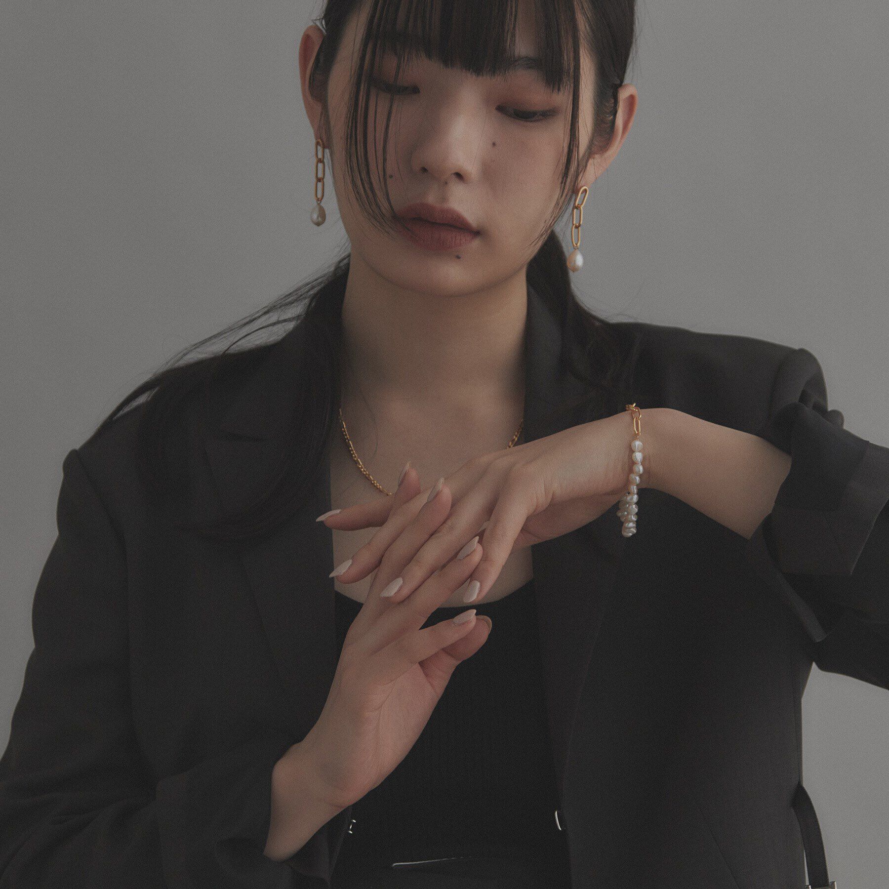 COCOSHNIK ONKITSCH「シルバー バロックパール チェーンミックス ブレスレットＳ GP」|ブレスレット・バングル|