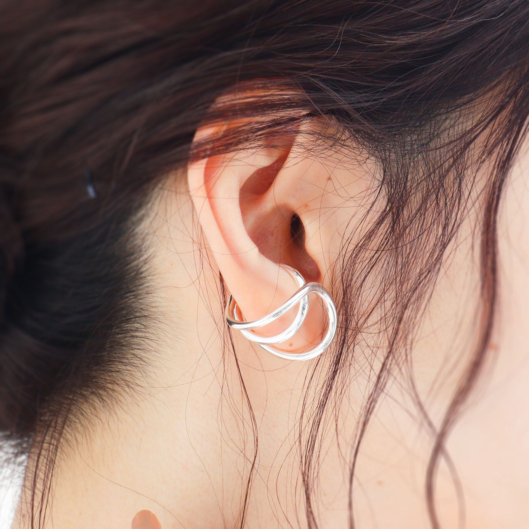 COCOSHNIK ONKITSCH「シルバー リングイヤーカフ ワイドハング」|リング|