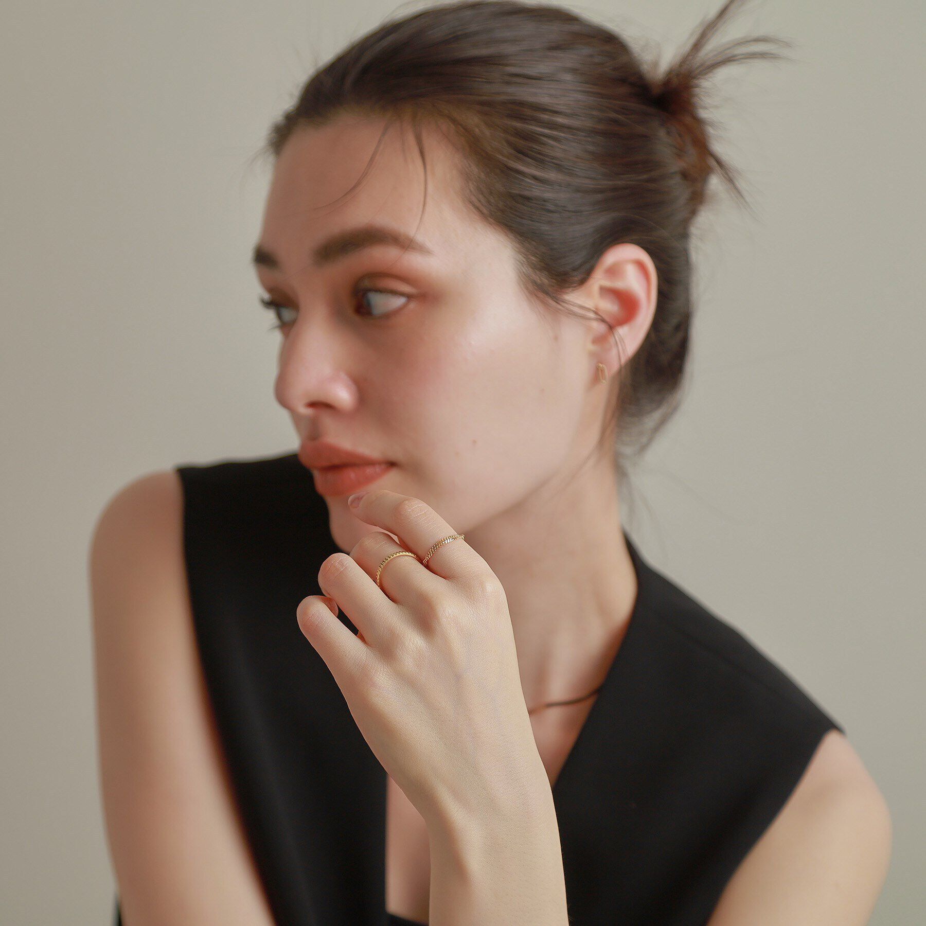 COCOSHNIK「K18キヘイハーフチェーン リング」|リング|