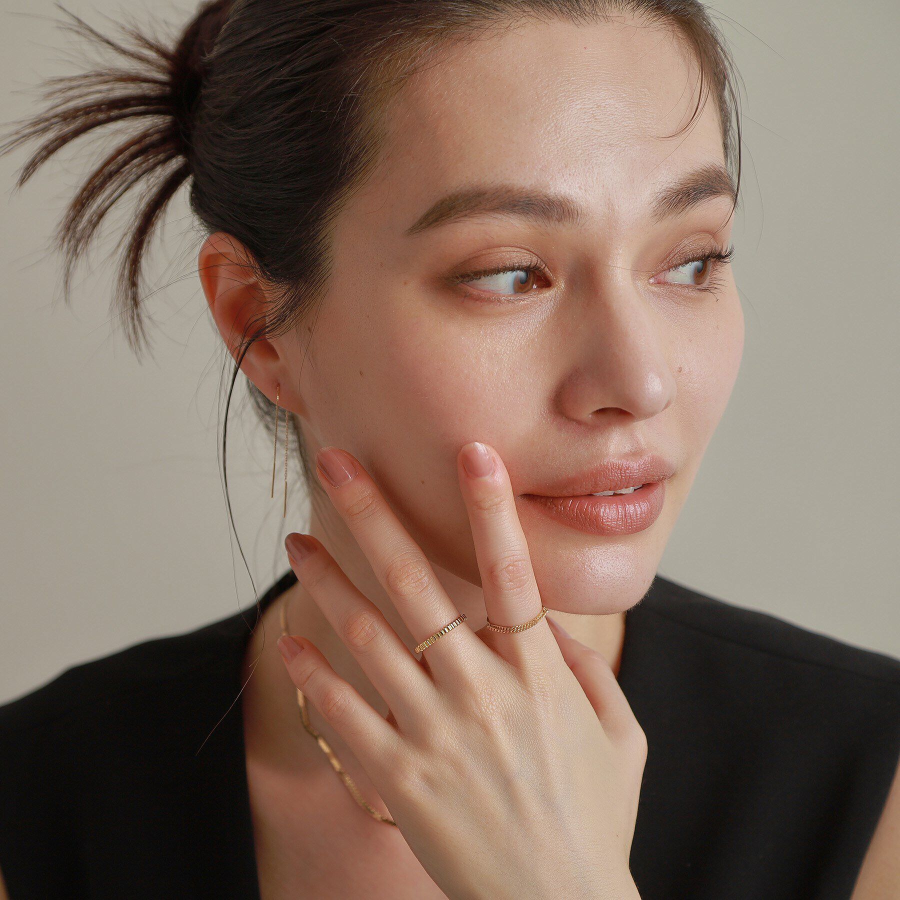 COCOSHNIK「K18キヘイハーフチェーン リング」|リング|