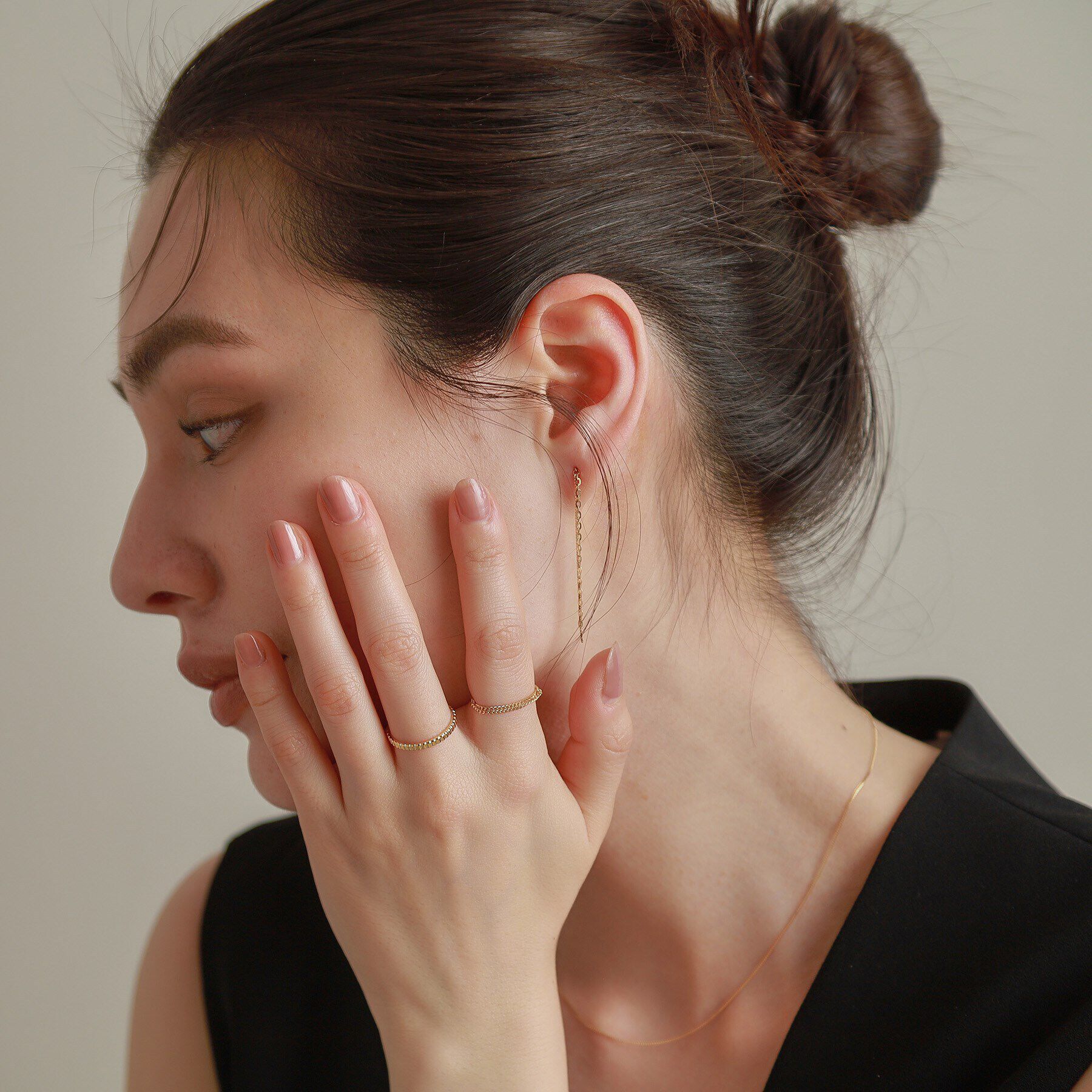 COCOSHNIK「K18キヘイハーフチェーン リング」|リング|