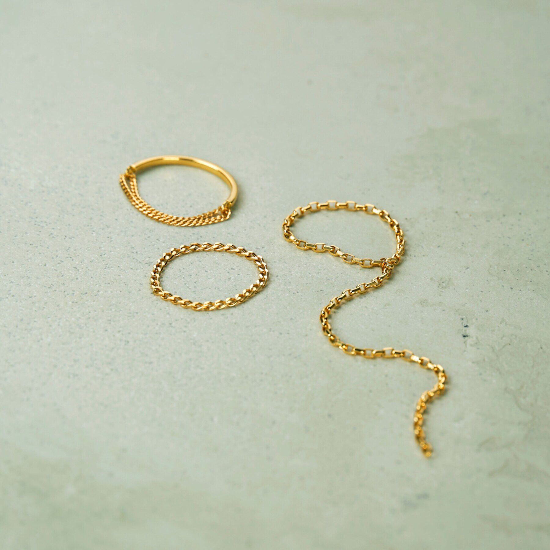 COCOSHNIK「K18キヘイハーフチェーン リング」|リング|