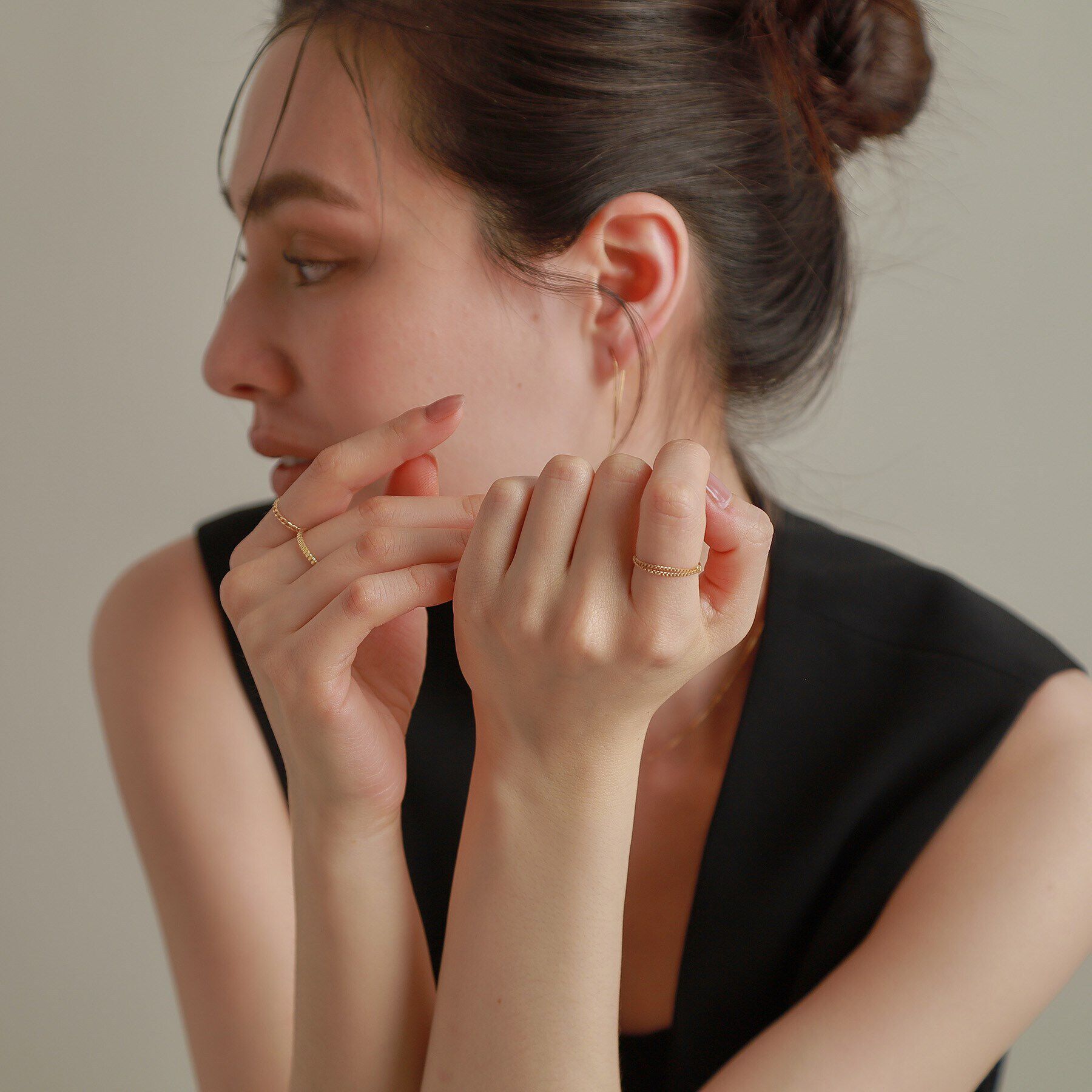 COCOSHNIK「K18キヘイハーフチェーン リング」|リング|