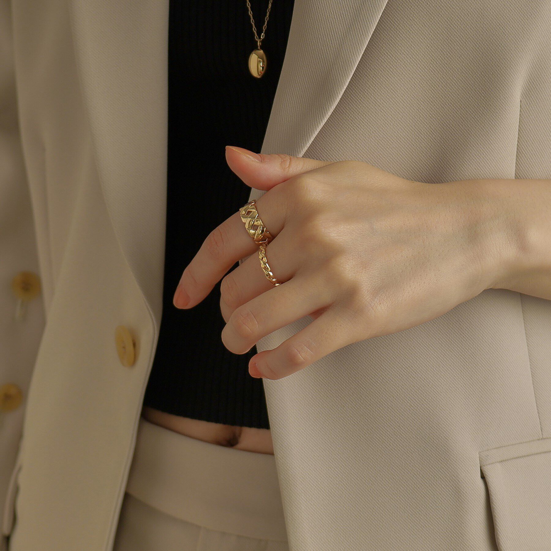 COCOSHNIK「K10メッシュパターン リング大」|リング|