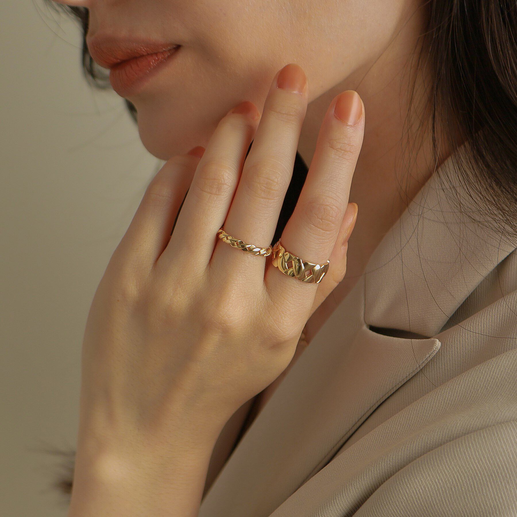 COCOSHNIK「K10メッシュパターン リング大」|リング|