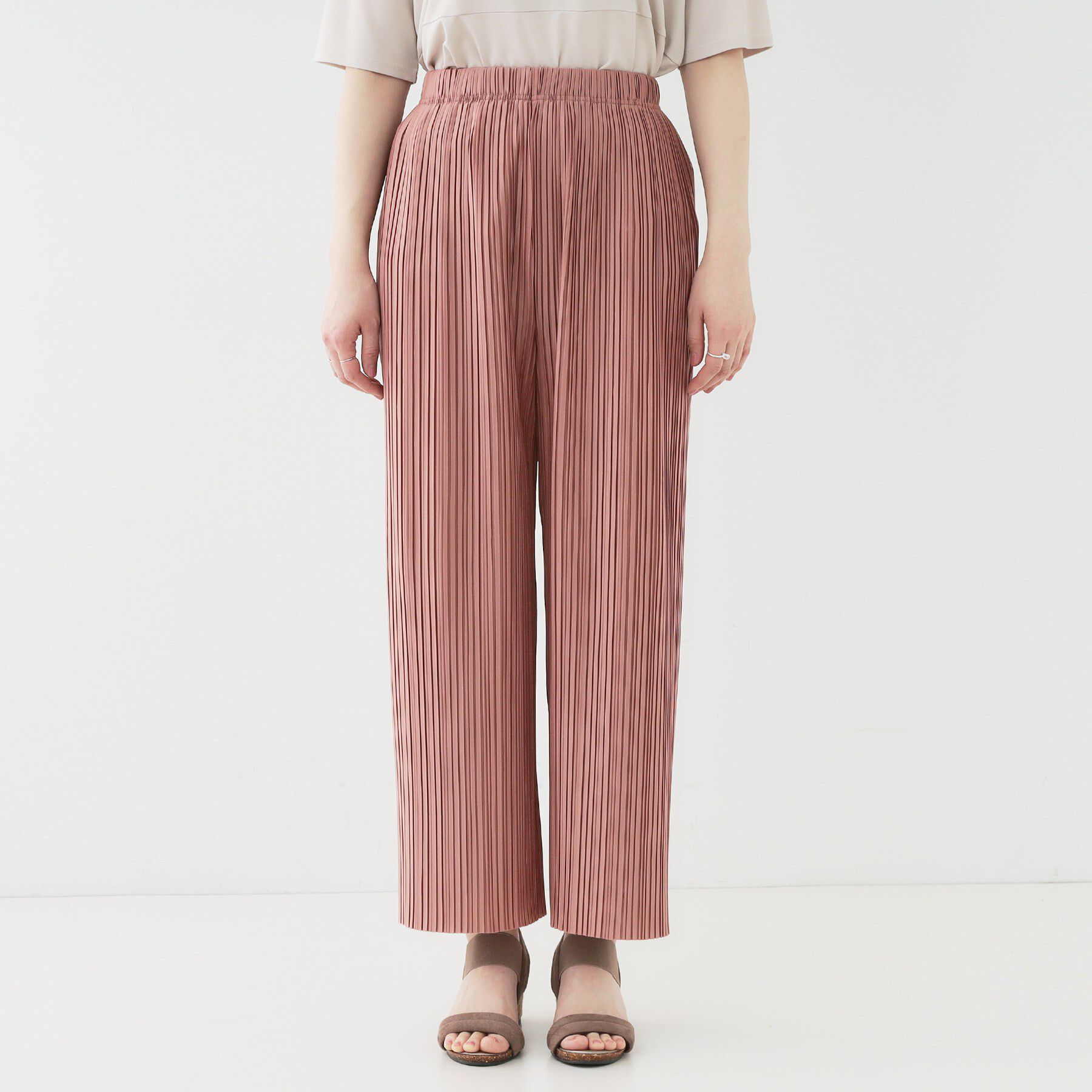 SHOO･LA･RUE「【洗える】楽してほっそり見え カットプリーツパンツ」|その他|