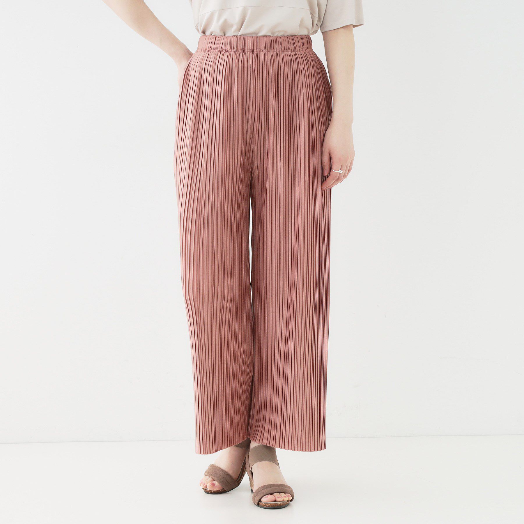 SHOO･LA･RUE「【洗える】楽してほっそり見え カットプリーツパンツ」|その他|